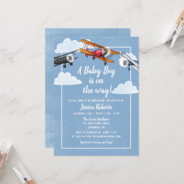 Airplane Adventure Baby Boy Shower Einladung