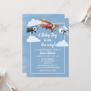 Airplane Adventure Baby Boy Shower Einladung