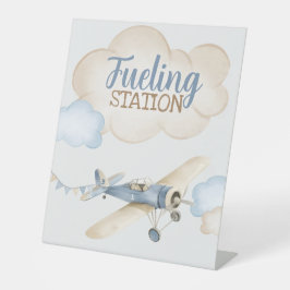 Airplane Aviator Pilot 1st Birthday Drinks Fueling Sockelschild