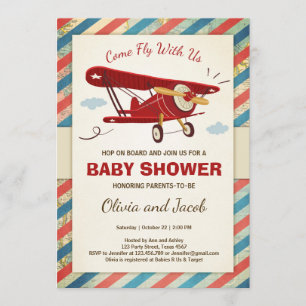 Airplane Baby Shower Einladung Reisen Adventure