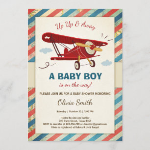 Airplane Baby Shower Einladung Reisen Adventure