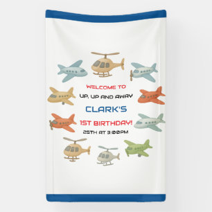 Airplane Boy 1. Geburtstag Lustige Sky Theme Par Banner