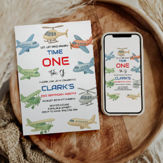 Airplane Boy 1st Birthday | Fun Sky Theme Party Einladung