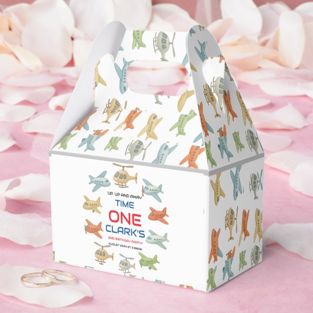 Airplane Boy 1st Birthday | Fun Sky Theme Party Geschenkschachtel (Hochzeit)