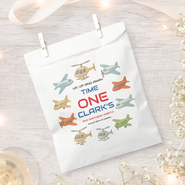Airplane Boy 1st Birthday | Fun Sky Theme Party Geschenktütchen (Ausgeschnitten)