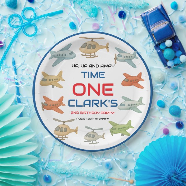 Airplane Boy 1st Birthday | Fun Sky Theme Party Pappteller (Party)