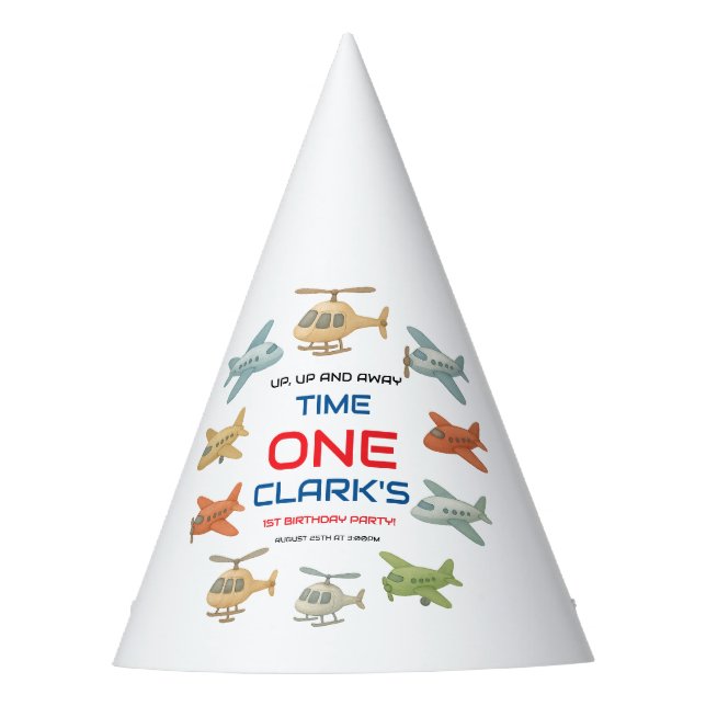 Airplane Boy 1st Birthday Party | Sky Theme  Partyhütchen (Vorderseite)