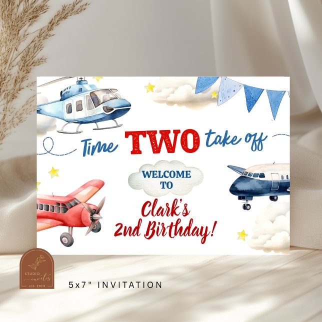 Airplane Boy 2nd Birthday Large Banner (Von Creator hochgeladen)