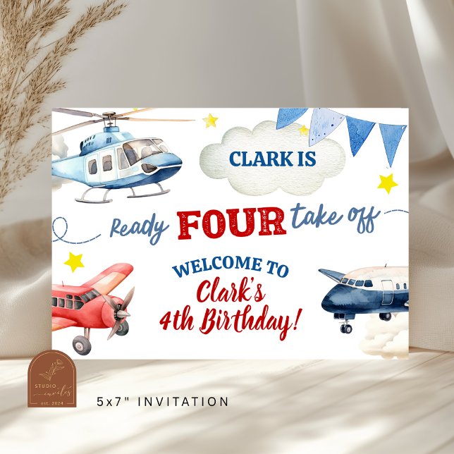 Airplane Boy 4th Birthday Large Banner (Von Creator hochgeladen)