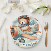 Airplane Boy Bear 1. Geburtstag Party