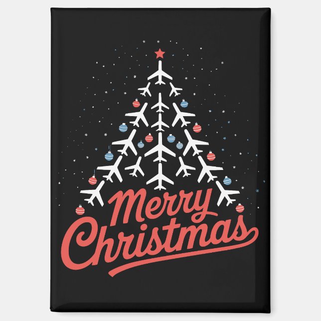 Airplane Christmas Tree Pilot Magnet (Vorderseite)