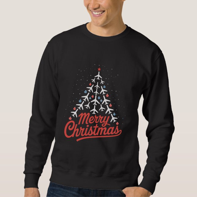 Airplane Christmas Tree Pilot Sweatshirt (Vorderseite)
