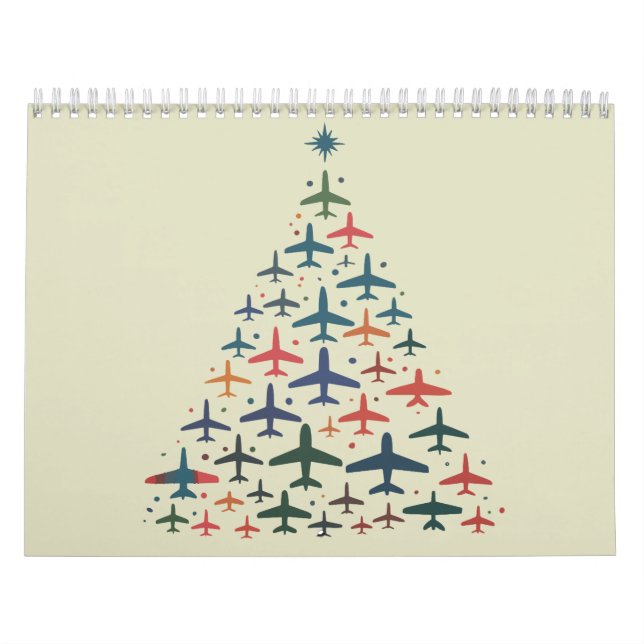 Airplane Christmas Tree Retro Pilot Flying Flight  Kalender (Titelbild)