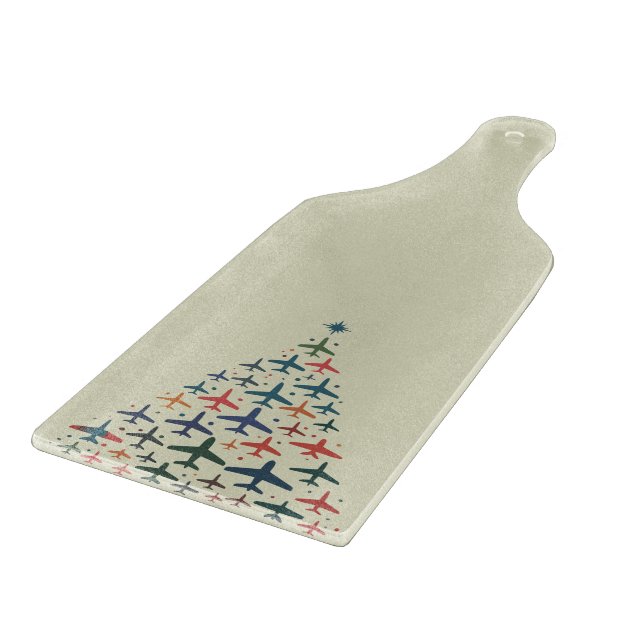 Airplane Christmas Tree Retro Pilot Flying Flight  Schneidebrett (Ecke)