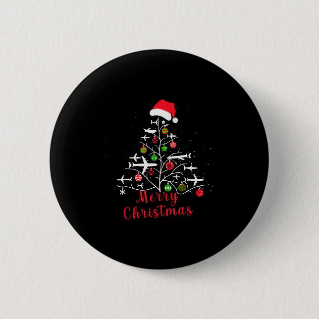 Airplane Christmas Tree Xmas For Men Women Youths  Button (Vorderseite)
