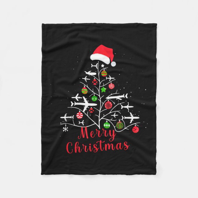 Airplane Christmas Tree Xmas For Men Women Youths  Fleecedecke (Vorderseite)
