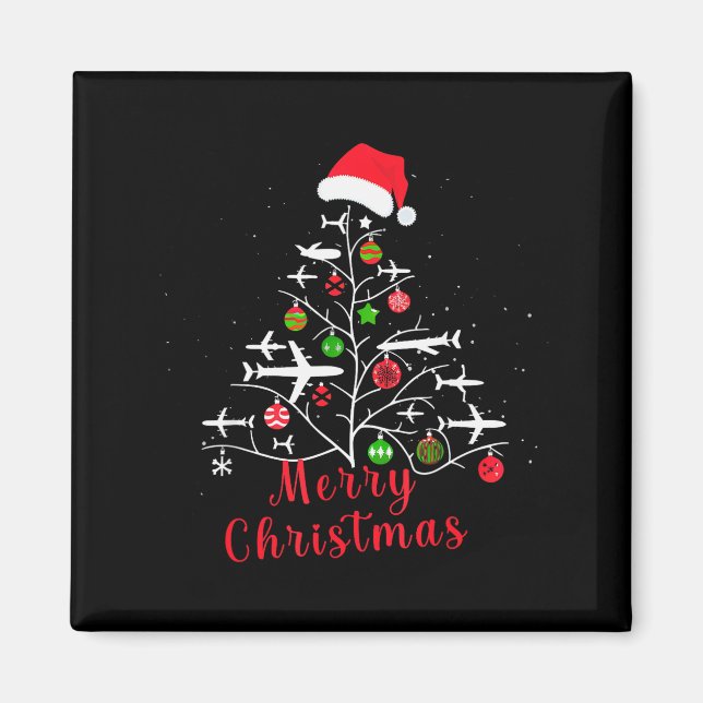 Airplane Christmas Tree Xmas For Men Women Youths  Magnet (Vorne)