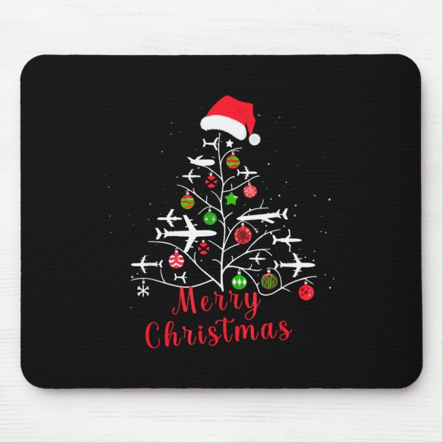 Airplane Christmas Tree Xmas For Men Women Youths  Mousepad (Vorne)