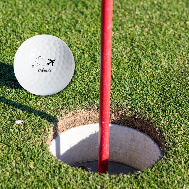  Airplane & Heart Contrail Travel Vacation Custom Golfball (Von Creator hochgeladen)