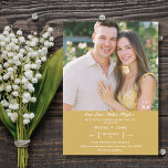 Airplane Heart Photo Monogram Gold Travel Wedding Einladung<br><div class="desc">Elegantly crafted for the couple whose love story was written somewhere between the clouds and forever. This beautiful gold wedding invitation features a one-of-a-kind dotted heart formed by two airplanes meeting at the tail, enclosing your personalized initials in a deeply romantic aviation inspired monogram that is as unique as your...</div>