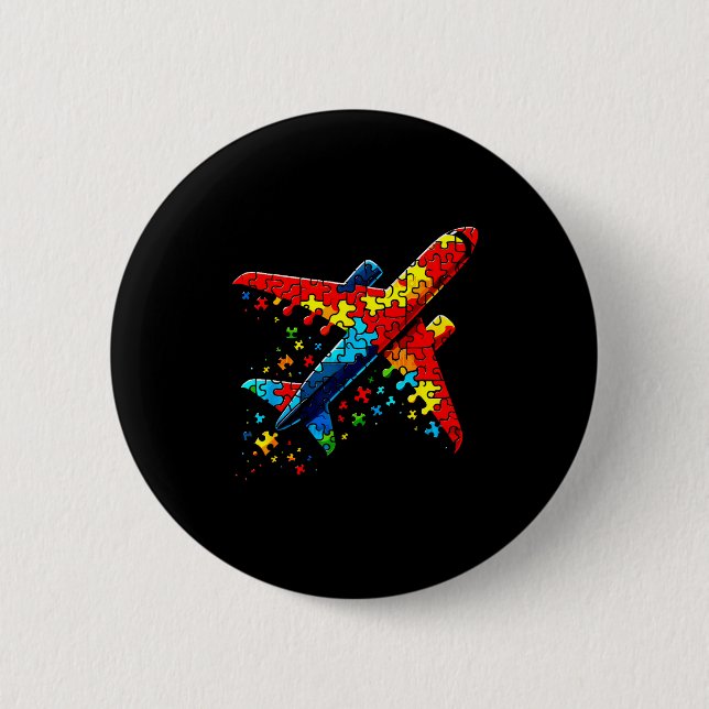Airplane Jigsaw Puzzle Kids Toddler Boys Autism Aw Button (Vorderseite)