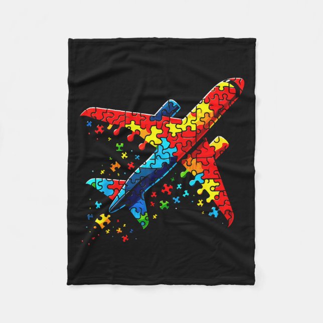 Airplane Jigsaw Puzzle Kids Toddler Boys Autism Aw Fleecedecke (Vorderseite)