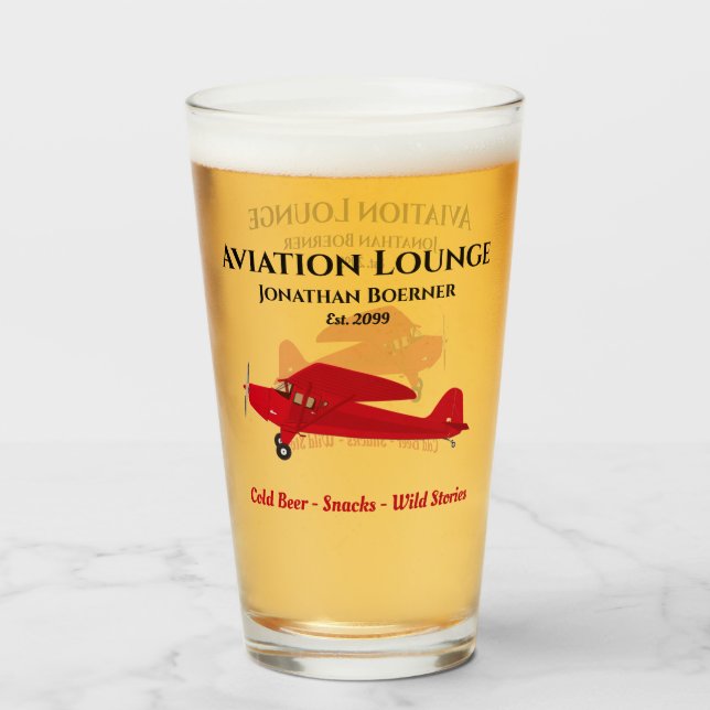 Airplane Lounge Pub Tavern Man Cave Beer trinken Glas (Vorne (Gefüllt))