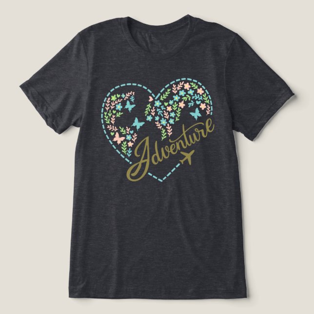 Airplane Mode Adventure Heart Graphic for Women  Tri-Blend Shirt (Design Vorderseite)