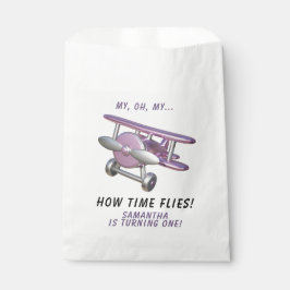 Airplane Oh My Time Flies Travel First Birthday  Geschenktütchen