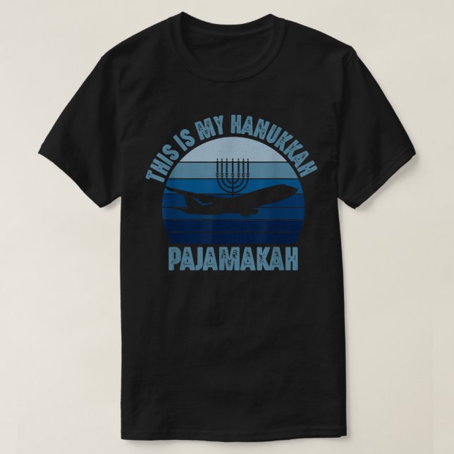 Airplane Pilot Hanukkah Pajamakah Funny Menorah Ch T-Shirt (Design vorne)