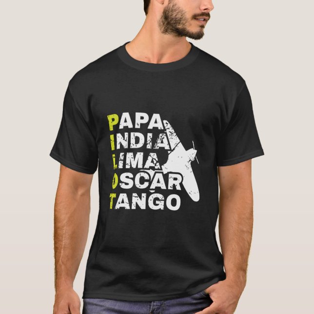Airplane Pilot Phonetic Alphabet Papa India Lima O T-Shirt (Vorderseite)
