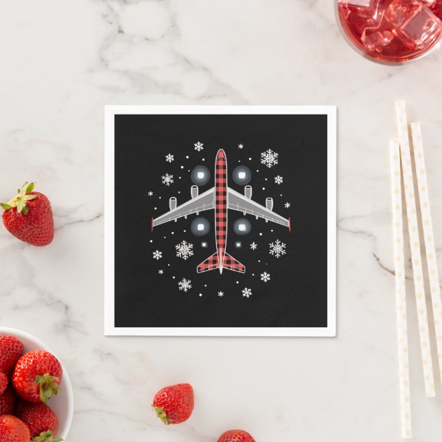 Airplane Plaid Christmas Pilot Serviette (Beispiel)