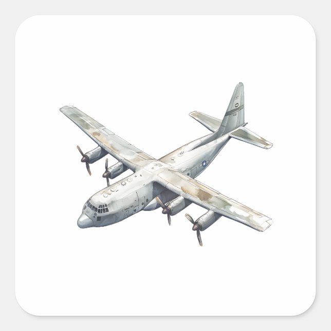 Airplane Quadratischer Aufkleber (Vorderseite)