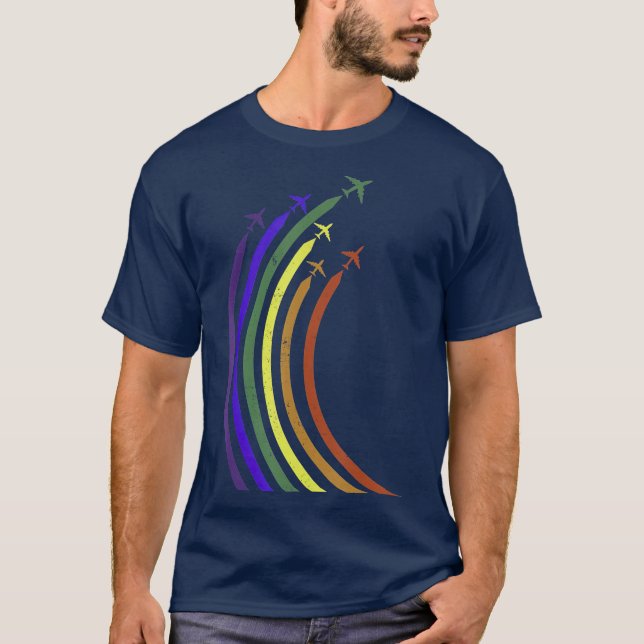 Airplane Rainbow  CSD LGBTQ Pride T-Shirt (Vorderseite)