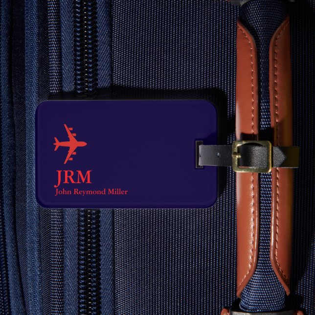 Airplane Red Airline Aviation Monogrammed  Gepäckanhänger (Vorderseite Insitu 4)