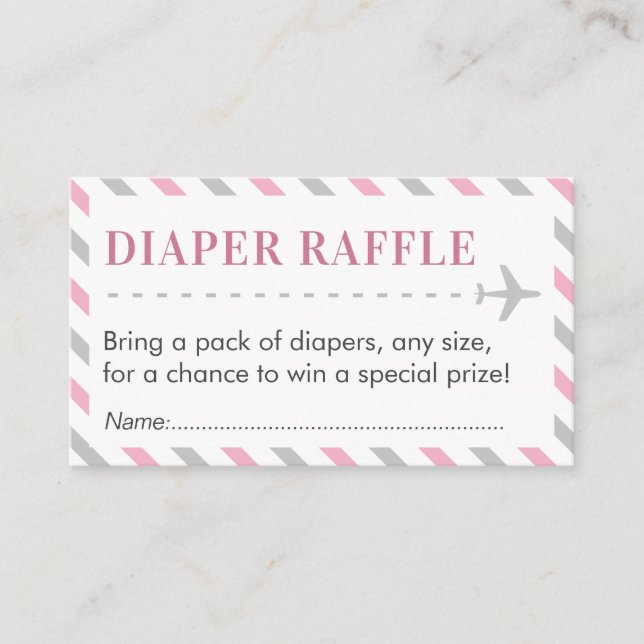 Airplane Reisediaper Raffle Ticket Baby Dusche Begleitkarte (Vorderseite)