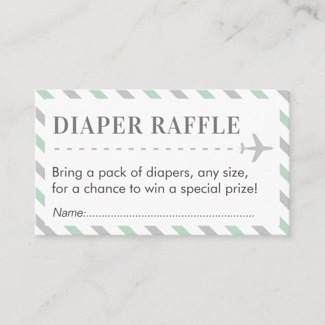 Airplane Reisediaper Raffle Ticket Baby Dusche Begleitkarte (Vorderseite)