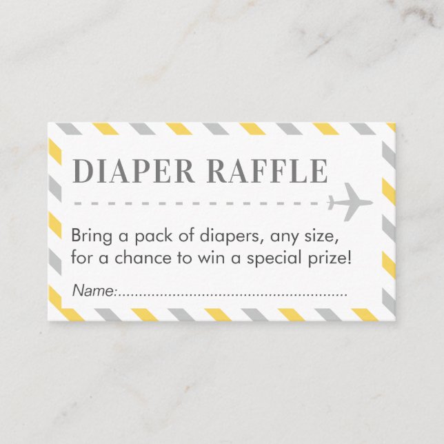 Airplane Reisediaper Raffle Ticket Baby Dusche Begleitkarte (Vorderseite)