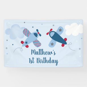 Airplane Stars Wolken Boy Geburtstag Banner