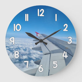 Airplane Wing Wall Clock – Blue Sky Travel Aviatio Große Wanduhr