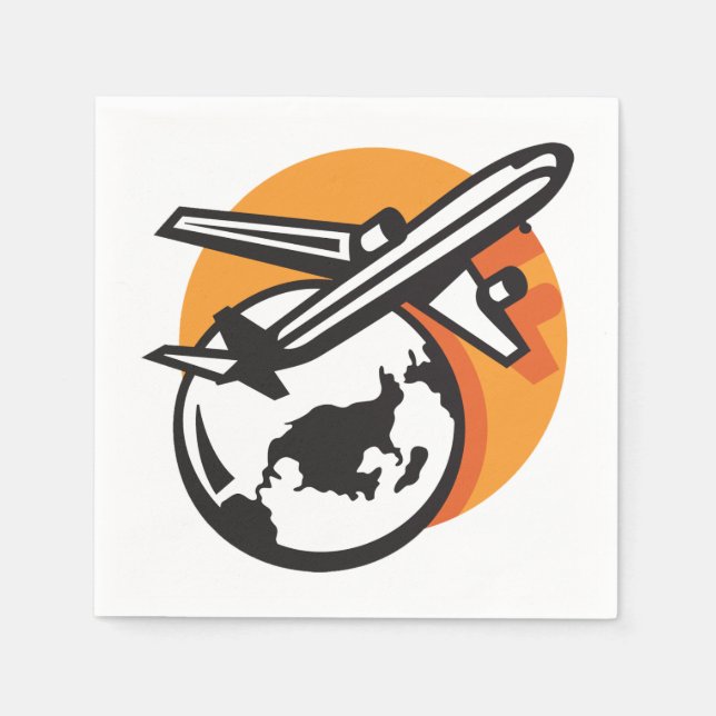 Airplane World Travel Paper Napkins Serviette (Vorderseite)