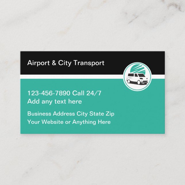Airport and City Taxi Transport Business Cards Visitenkarte (Vorderseite)