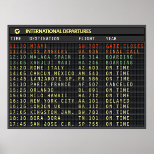 Airport Board (Text anpassbar, auch Überschrift) Poster