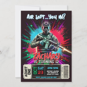 Airsoft-Geburtstagseinladung Action-Reiche Einla Einladung