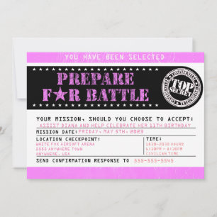 Airsoft 'Prepare for Battle' 5x7 Military Pink Einladung
