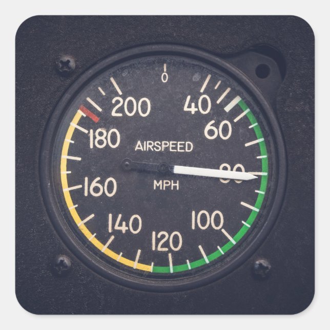 Airspeed Gauge Quadratischer Aufkleber (Vorderseite)