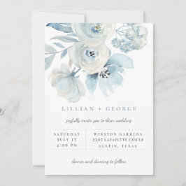 Airy Blue Floral Bouquet Einladung zur Hochzeit