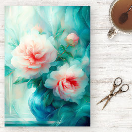 Airy Blue Floral Watercolor Tissue Paper Seidenpapier