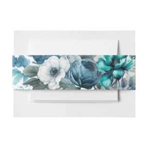 Airy Blue und Aquamarin Peony Rustic Wedding Einladungsbanderole