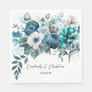Airy Blue und Aquamarin Peony Rustic Wedding Serviette